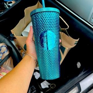🌟 Starbucks Teal Splash Bling Tumbler • 24oz • Summer 2023